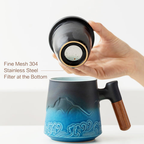 ZENS side profile with steeped tea showing interior gloss benefit: monitor infusion color