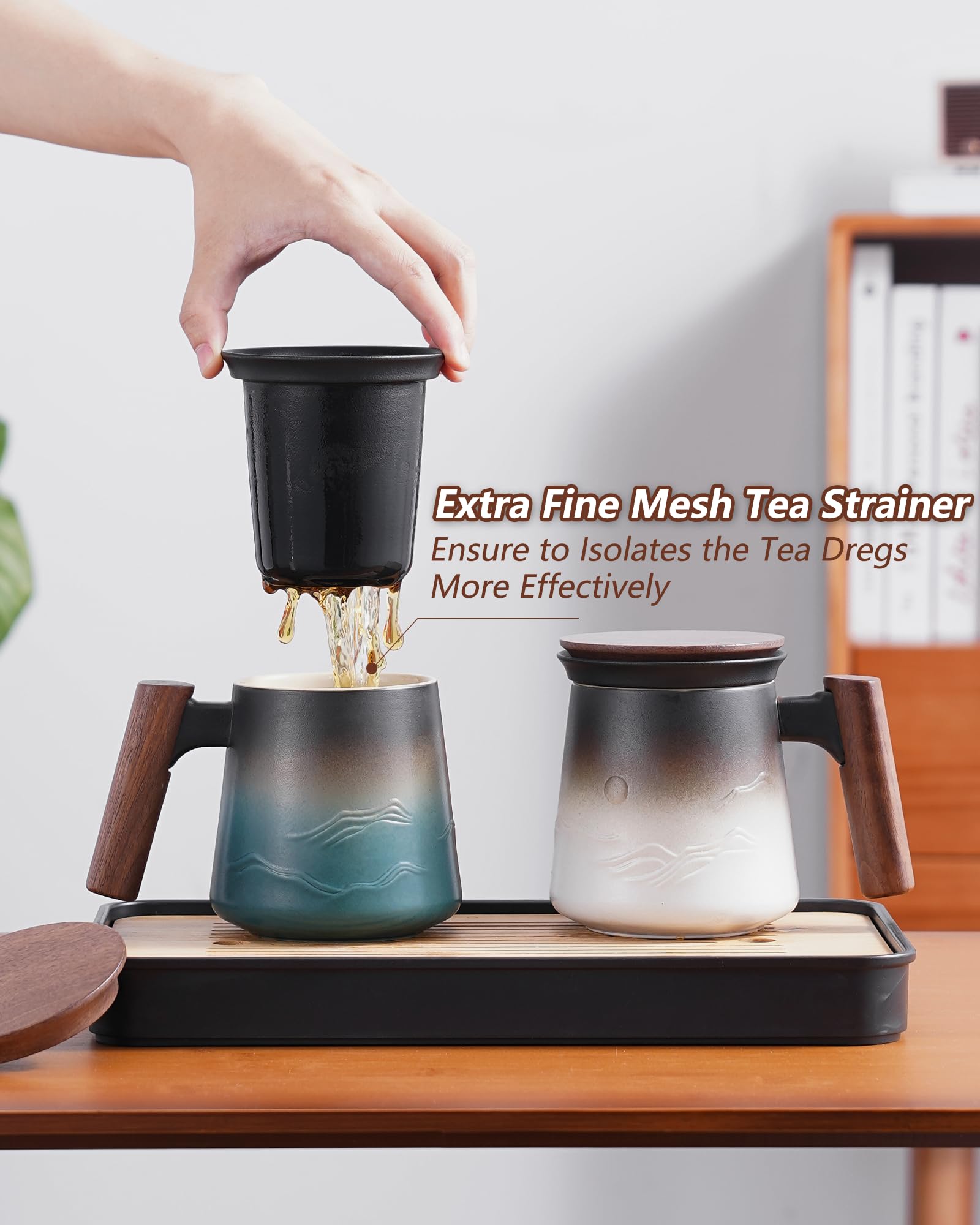 ZENS fine-mesh infuser close-up showing clean separation of tea leaves