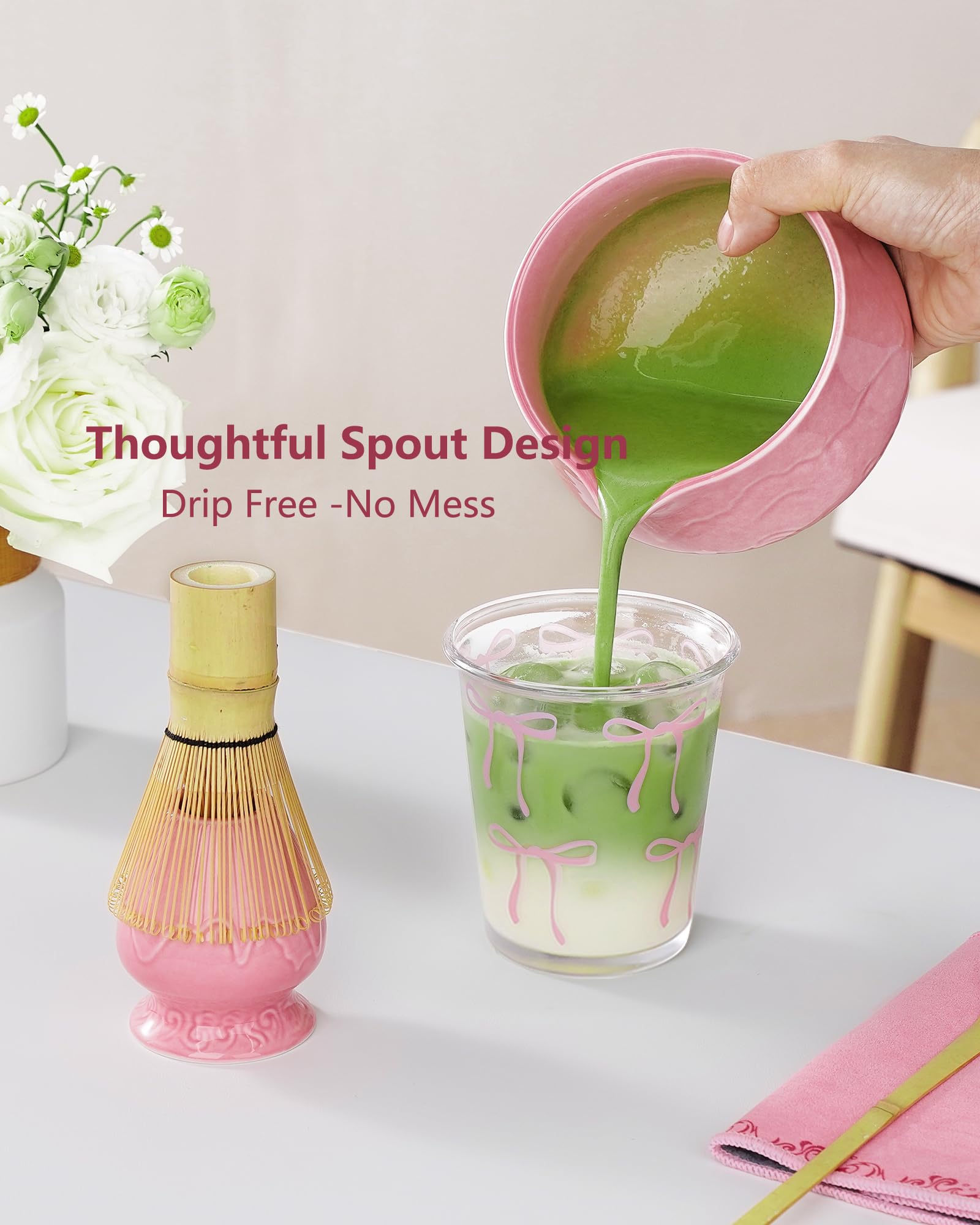 ZENS whisk holder with rolled whisk preserving shape and extending bamboo life