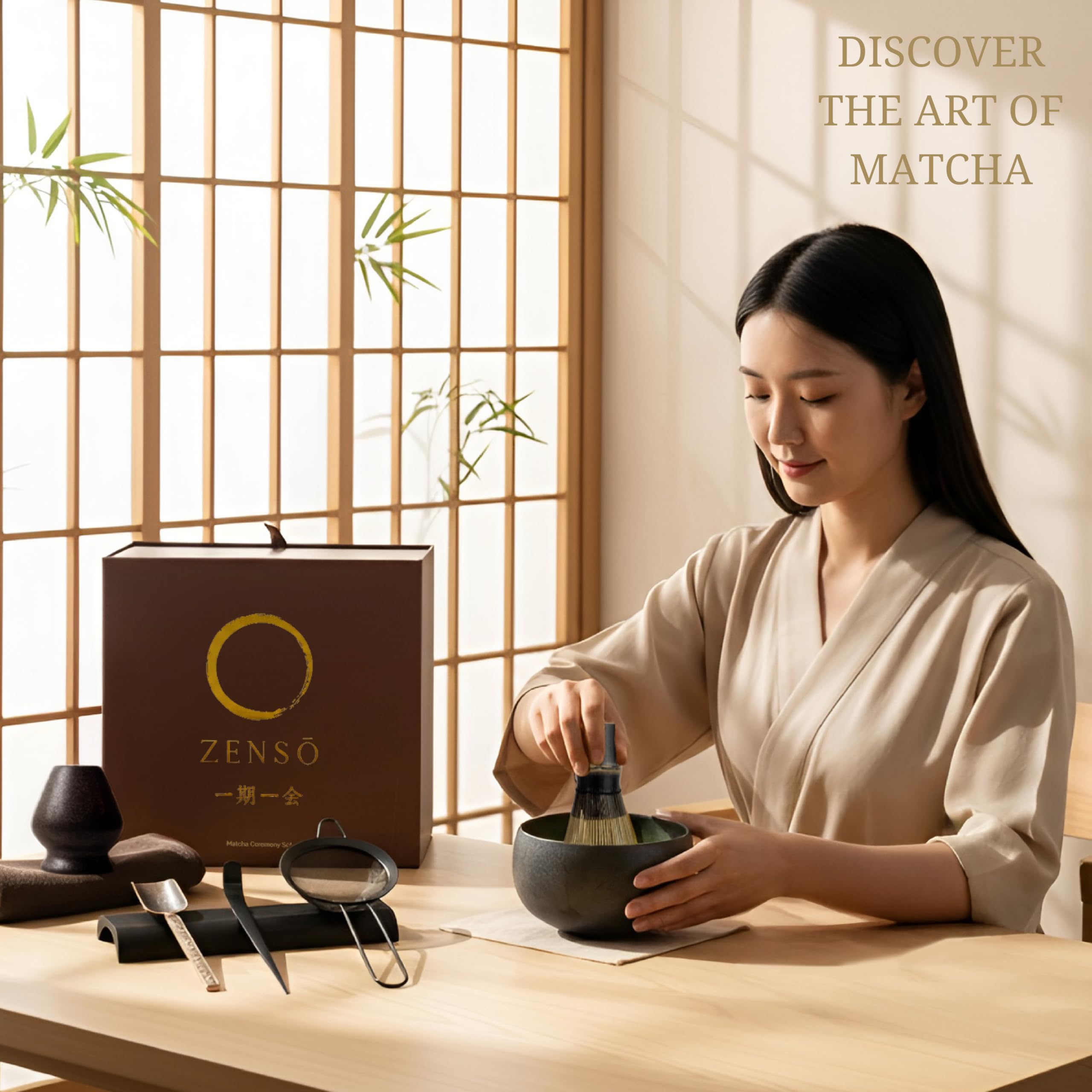 ZENSO matcha being whisked in bowl to create smooth froth and balanced texture