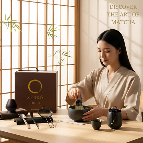 Zenso sifter in action over bowl preventing clumps for smooth tea