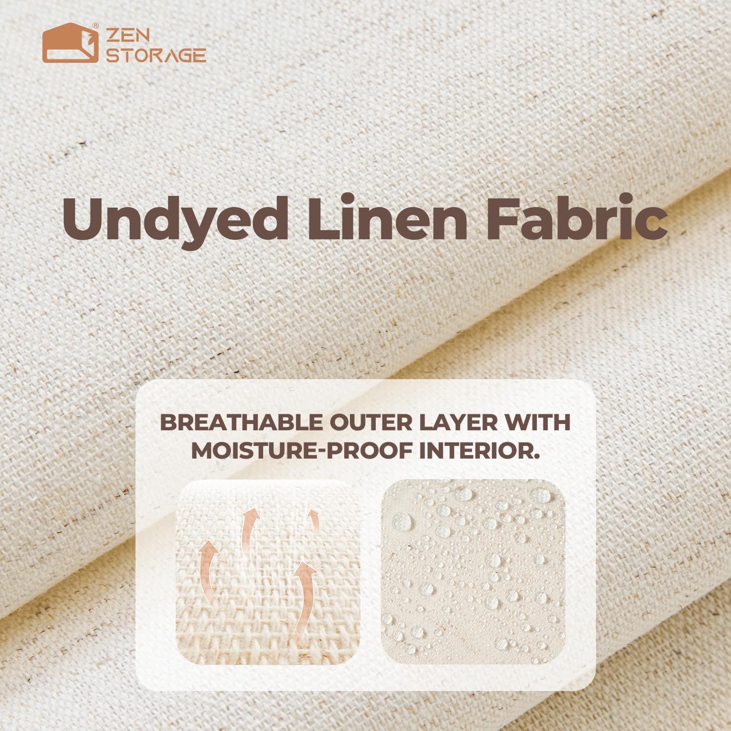 ZenStorage close-up of cotton-linen texture showing soft breathable fabric advantage