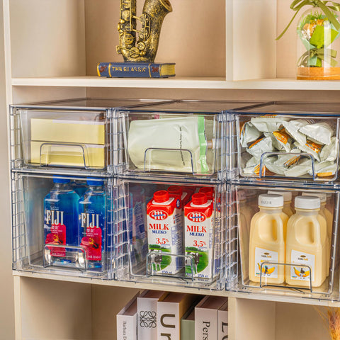 Zero Zoo drawer in pantry holding snacks and boxes to maximize shelf space