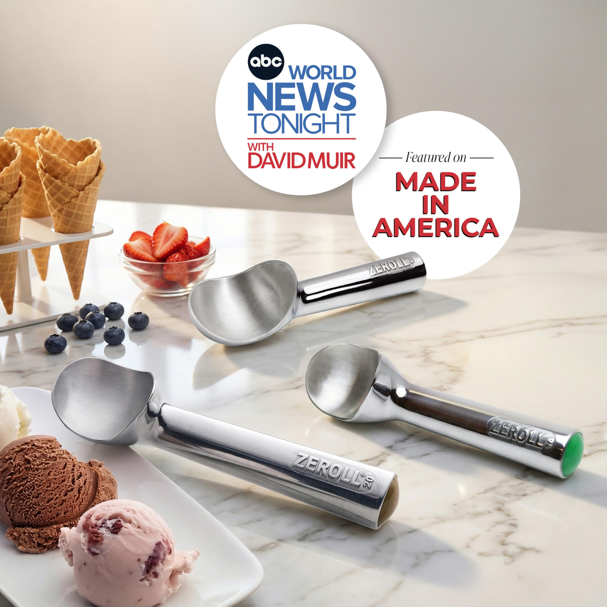 Zeroll bowl detail highlighting aluminum alloy for smooth, corrosion-resistant scooping