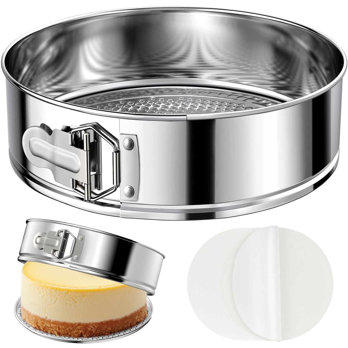 ZeroPone front view of 10-inch springform pan showing clean rim and finish, durable