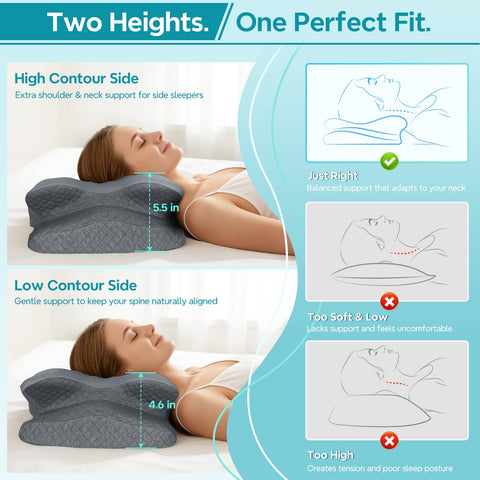 ZeroZillo higher contour side profile demonstrating extra lift for side sleepers