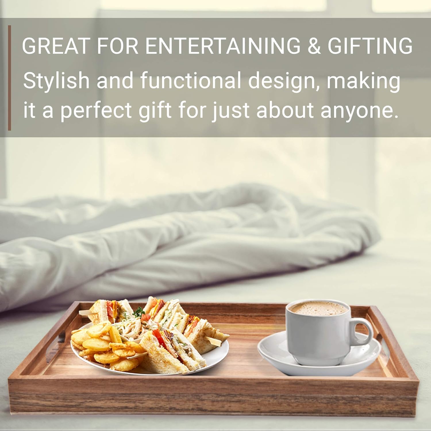 ZESPROKA tray holding drinks and snacks on patio, durable outdoor entertaining benefit