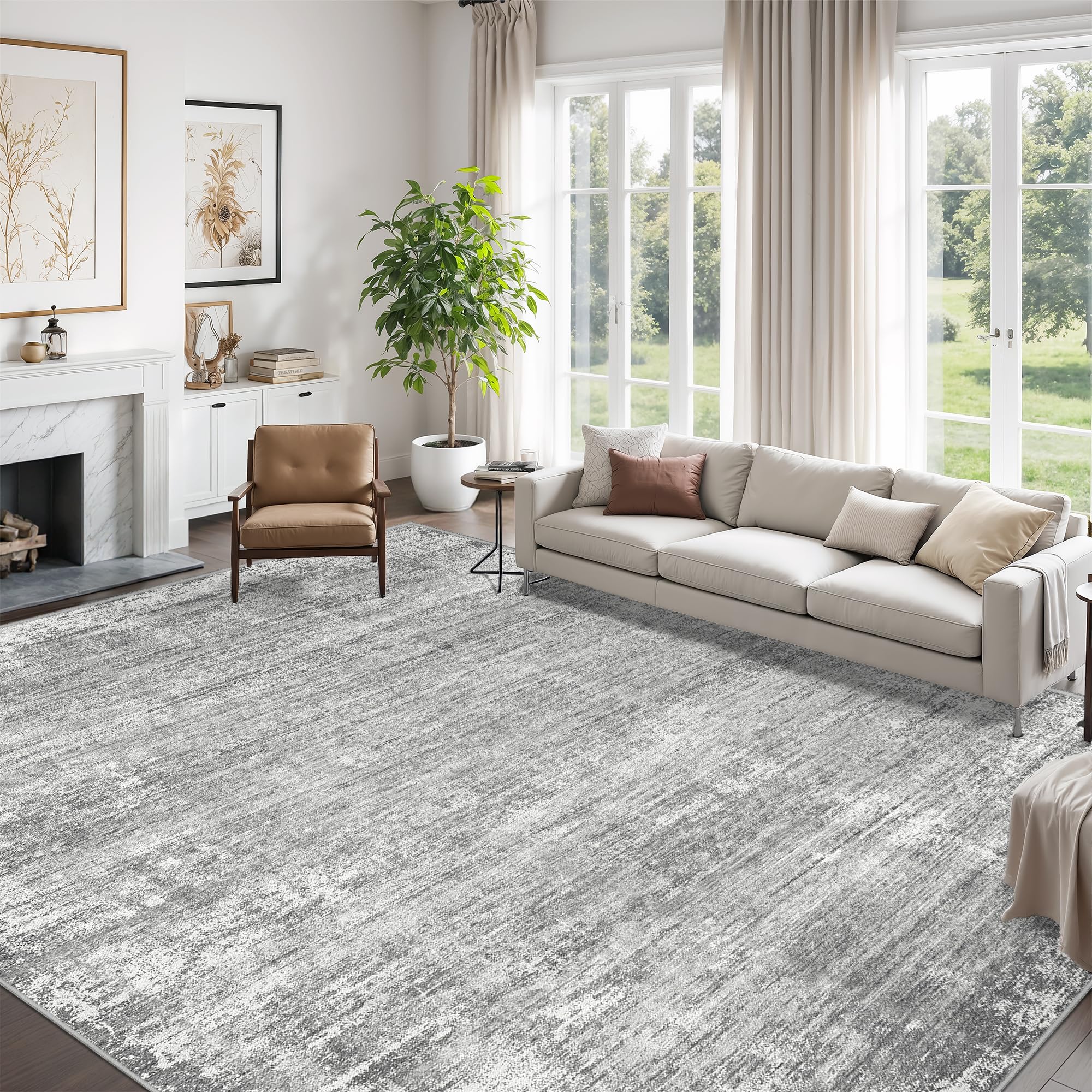 zesthome front view 8x10 rug showing modern abstract grey pattern and balance