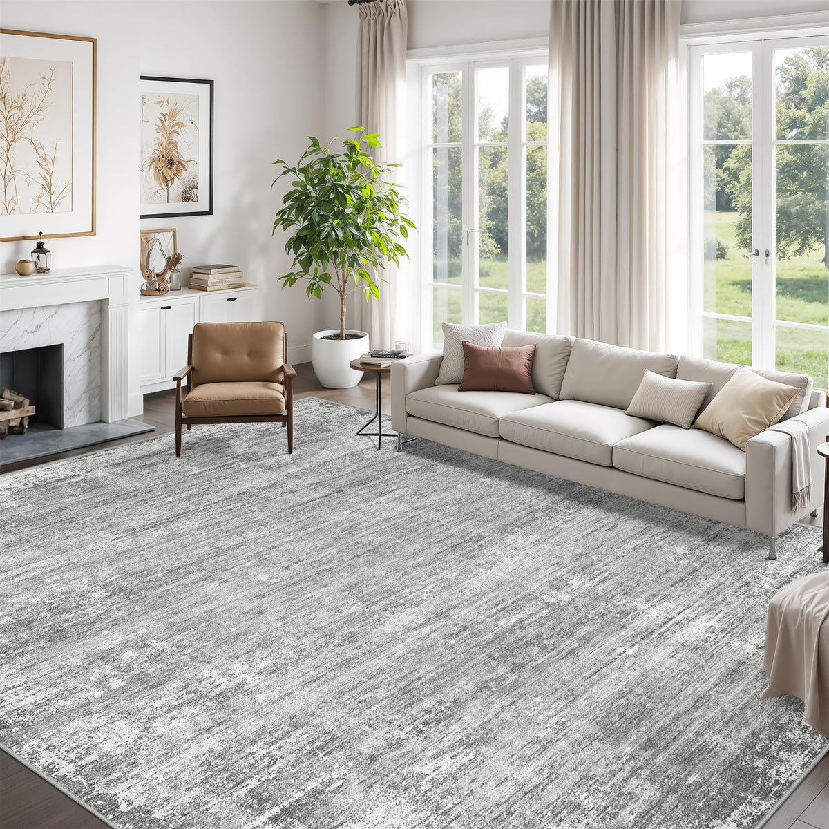 zesthome front view 8x10 rug showing modern abstract grey pattern and balance
