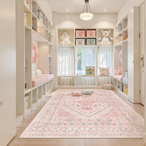 zesthome rug in playroom with toys showing kid-friendly benefit