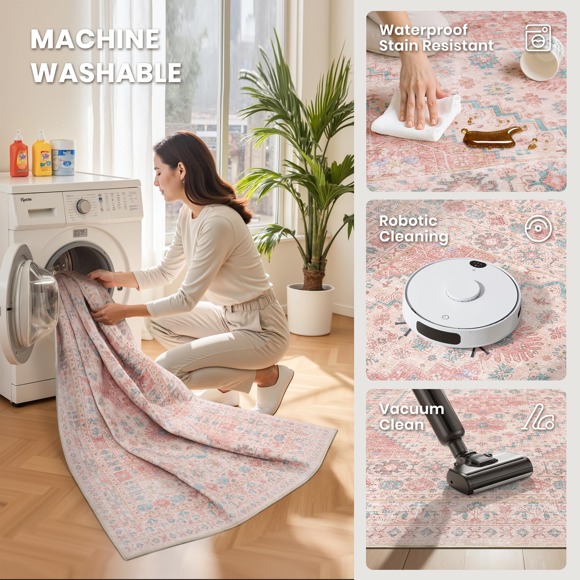 zesthome rug beside furniture showing 5x7 scale and fit benefit