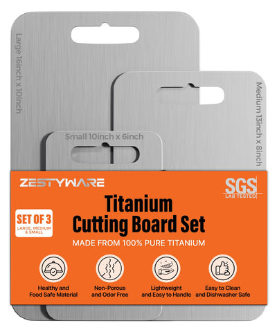 ZESTYWARE titanium board front packaging showing durable non-toxic material