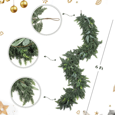 Zesua garland draped on a mantel adding instant holiday warmth and style