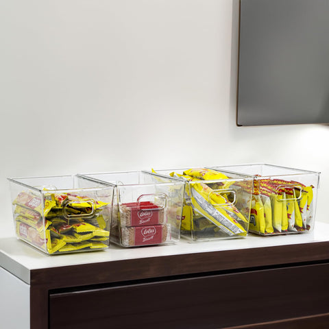 ZEXALOR bin filled with snacks and baking supplies for quick meal prep benefit