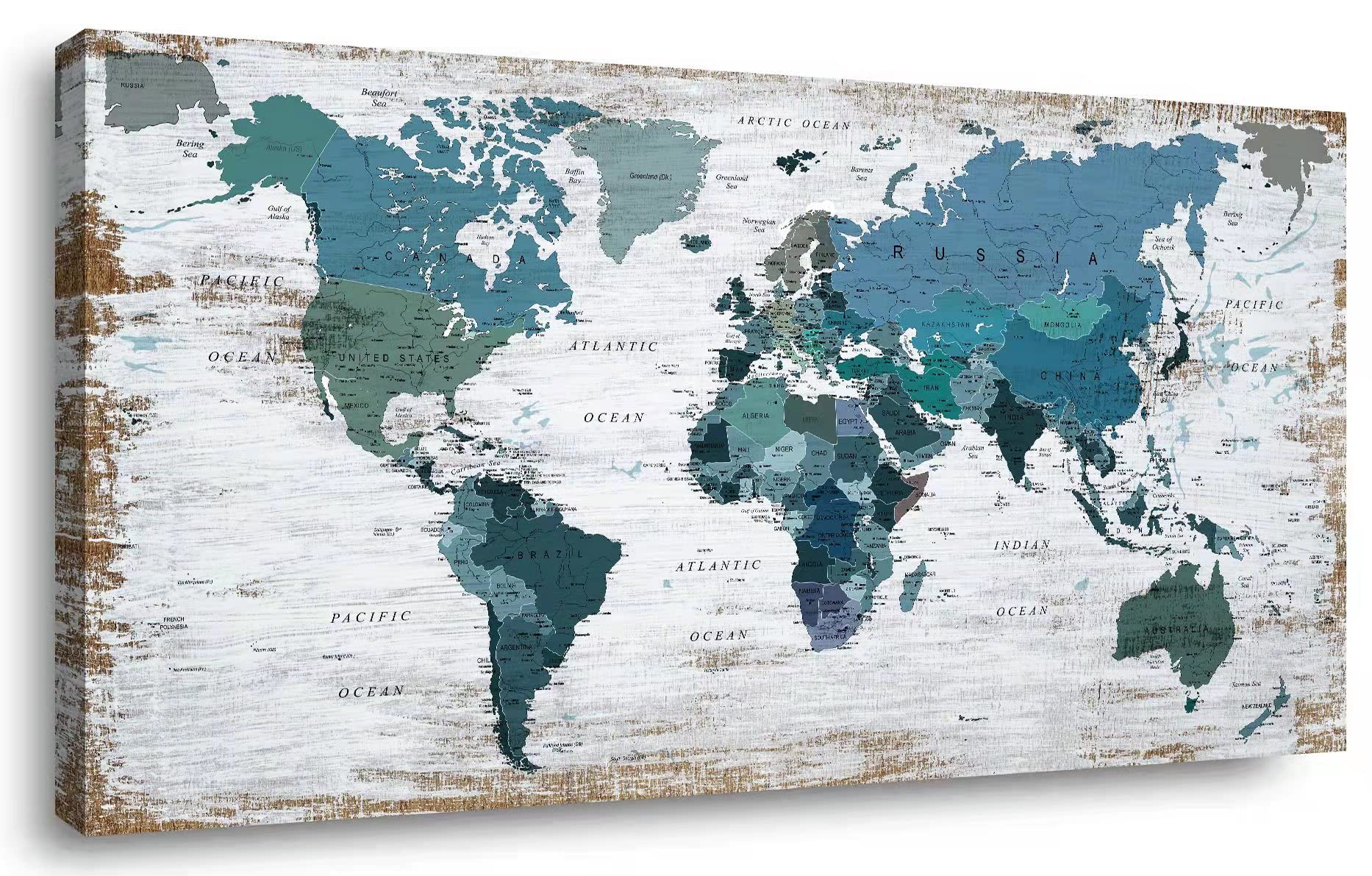 ZEYDRT full frontal teal world map canvas showing framed composition and color