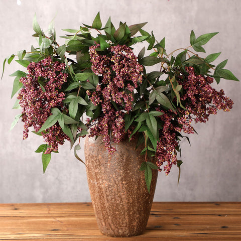 Zeyune front view of three gray purple berry stems showcasing seasonal color and instant decor upgrade