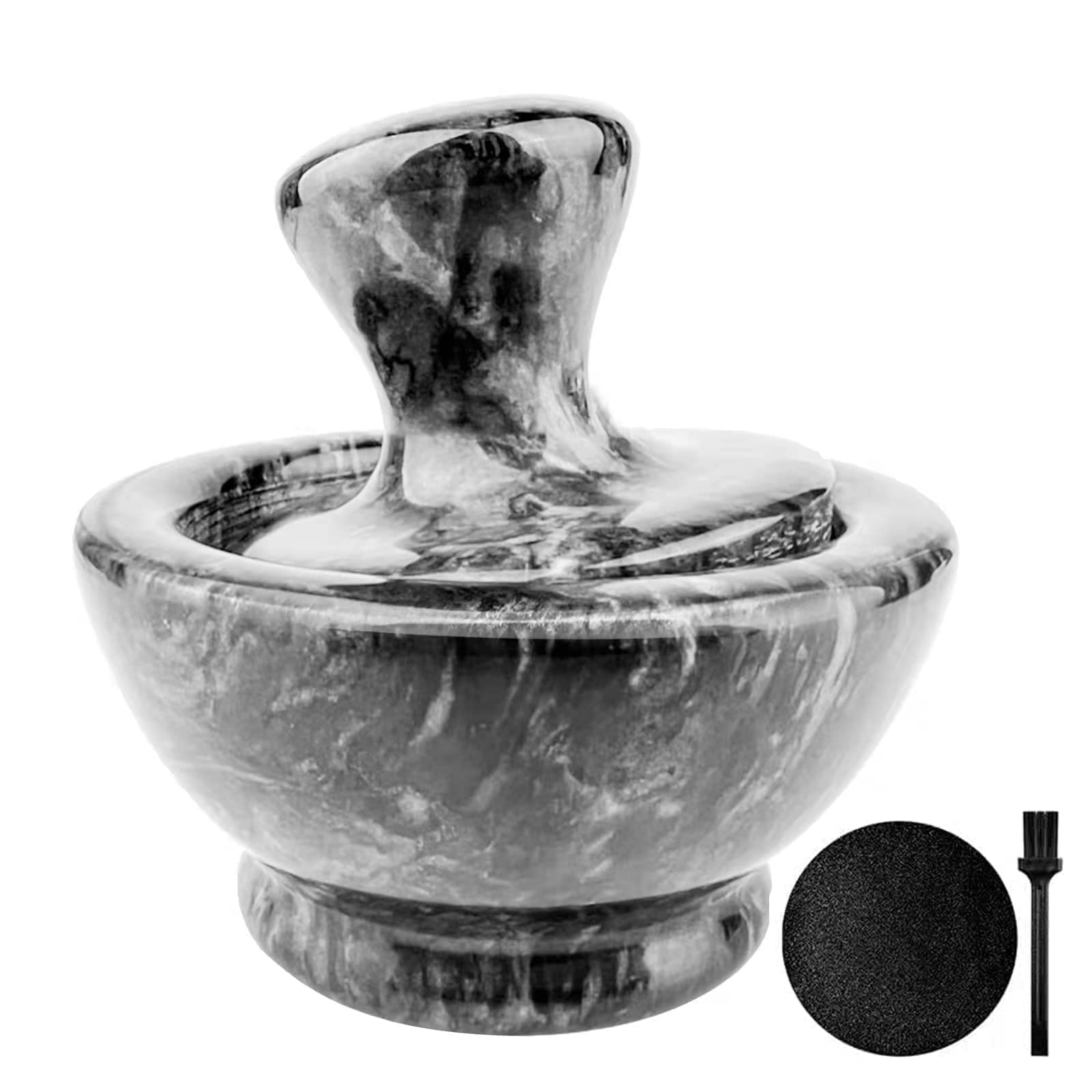 ZHAOHUA 0.618 front view of marble mortar set showing polished exterior and compact size, elegant countertop appeal