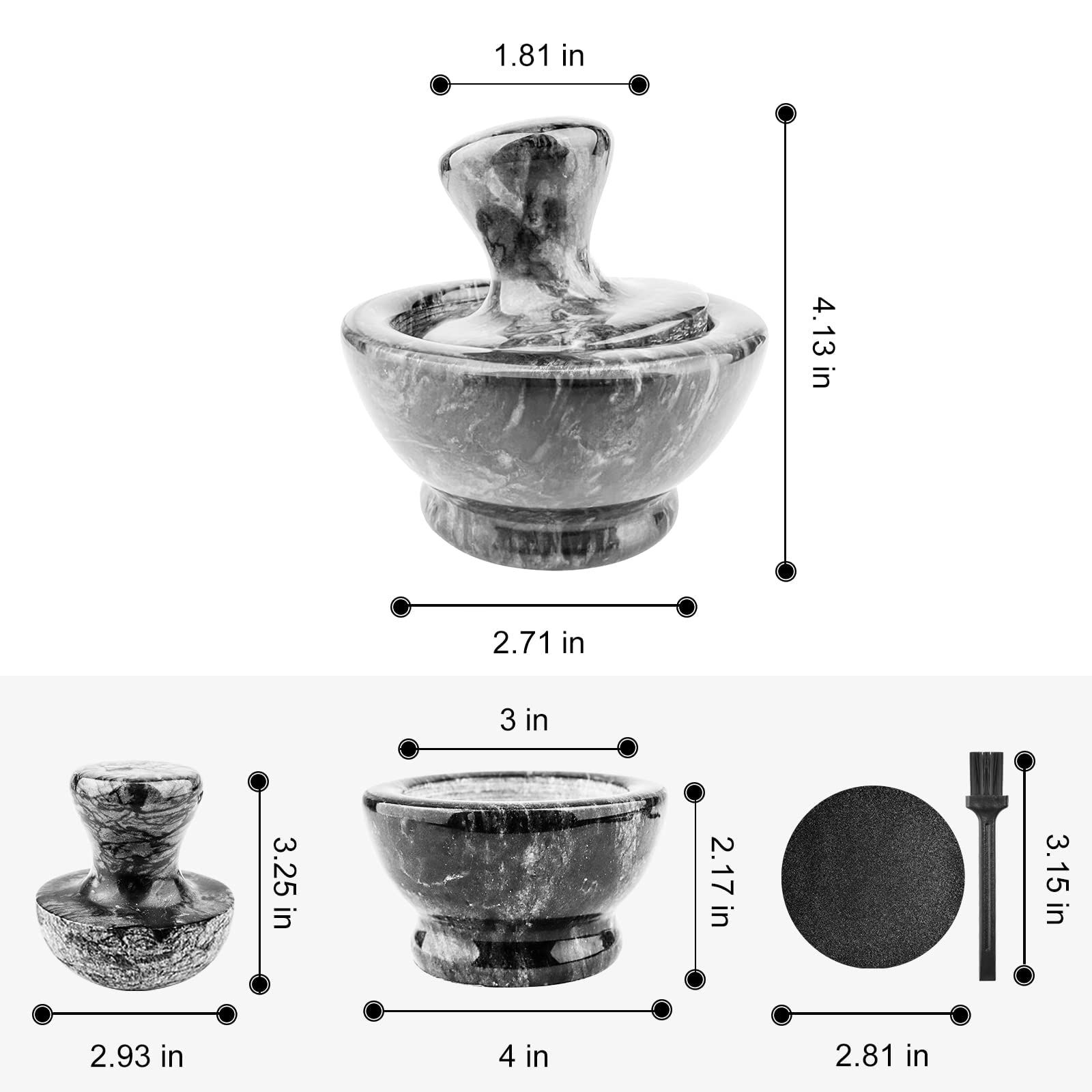 ZHAOHUA 0.618 interior texture of marble mortar showing rough cavity for better abrasion and faster crushing