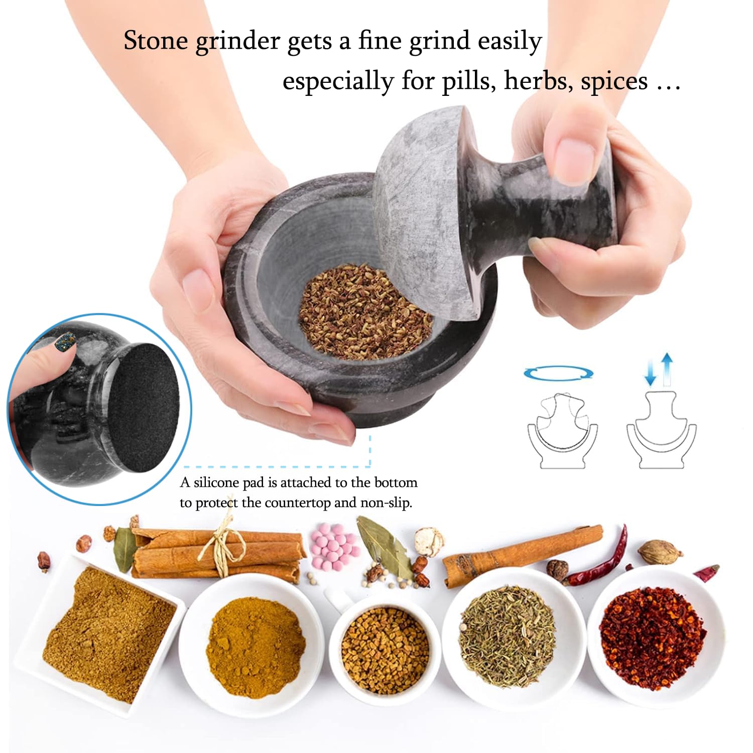 ZHAOHUA 0.618 mushroom pestle close-up highlighting ergonomic grip and increased contact for efficient grinding