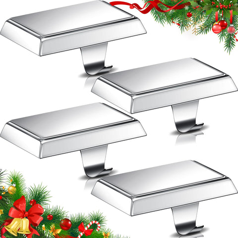 Zhengmy front view silver stocking holder displaying neat mantel organization