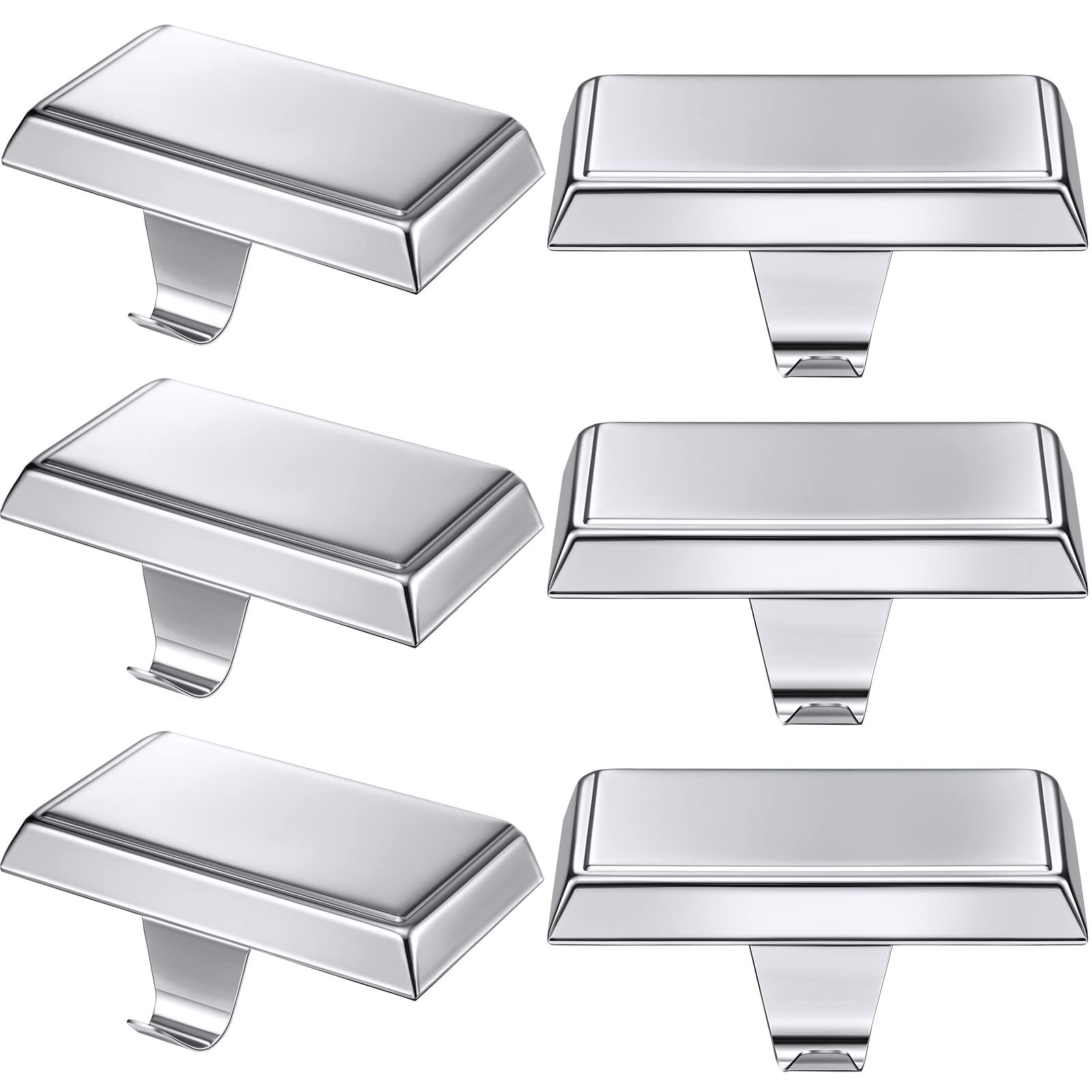 Zhengmy front view of six silver stocking hangers showing classic finish and neat organization