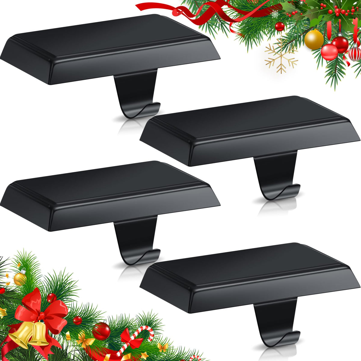 Zhengmy front view of four stocking holders showing a neat display