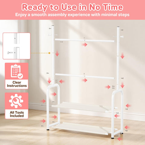 ZHKINGGS tall dress hung after lower rod removed showing longer garment clearance benefit