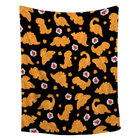 ZHONGKUI front view of dino nugget blanket showing playful pattern and cozy look