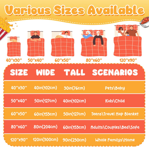 ZHONGKUI blanket beside ruler showing available size options for easy selection