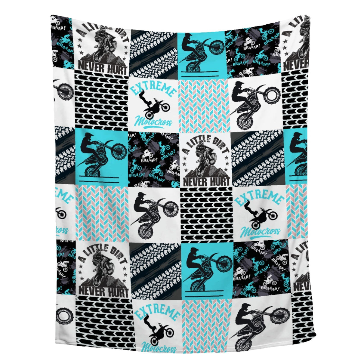 ZHONGKUI dirt bike blanket front view showing motocross design and cozy look
