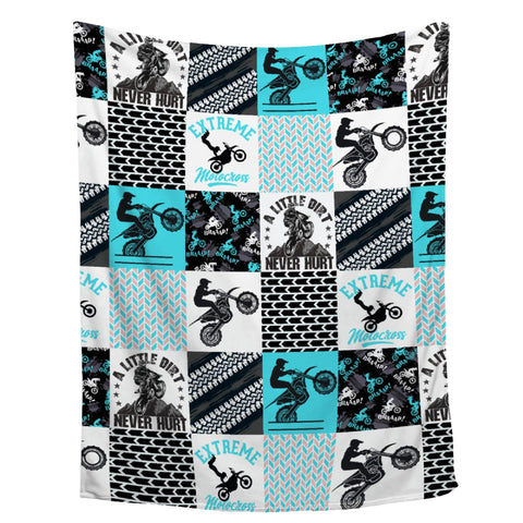ZHONGKUI dirt bike blanket front view showing motocross design and cozy look