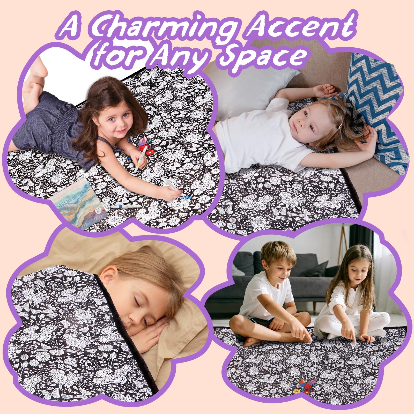 ZHOYIMIMI family coloring the blanket together promoting group fun