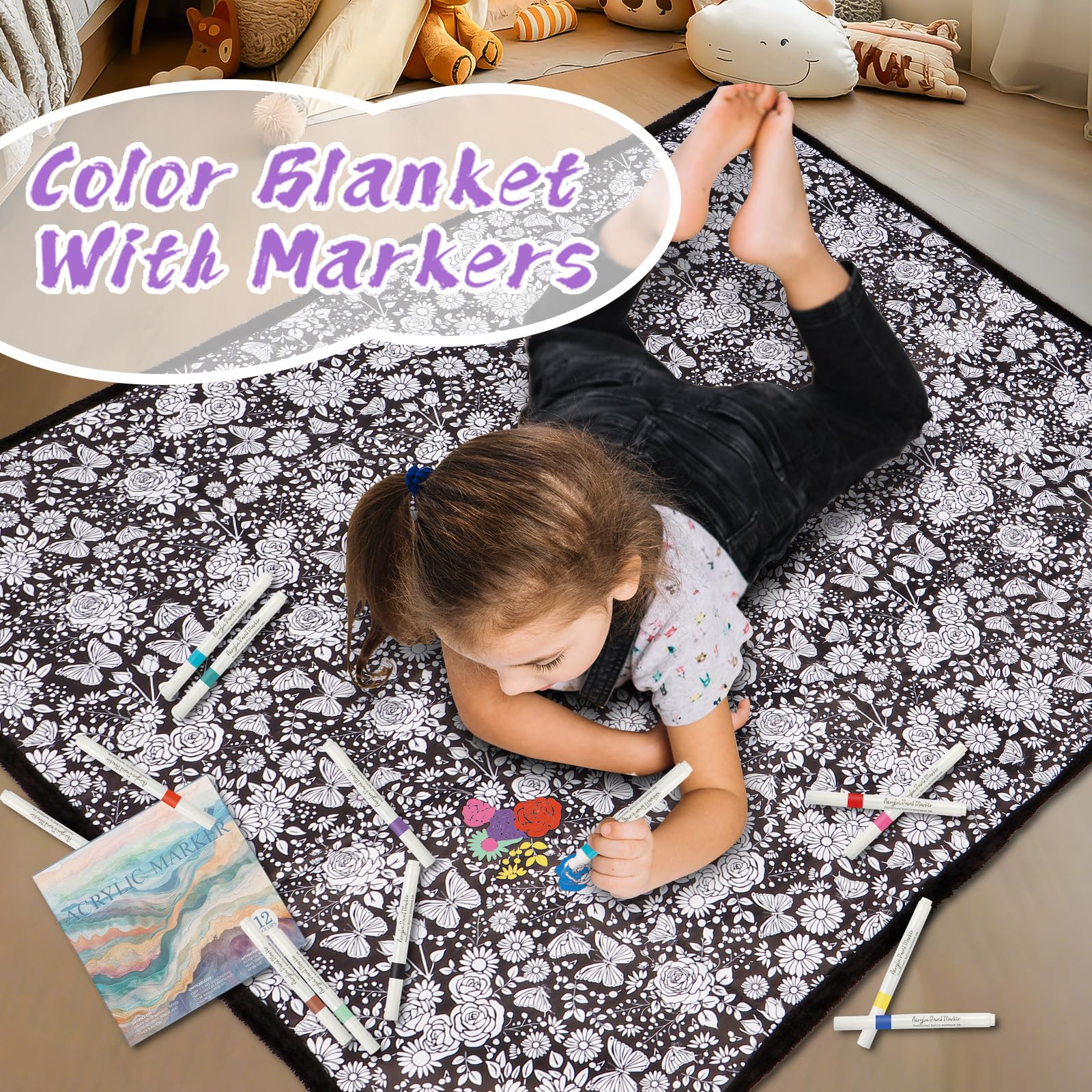 ZHOYIMIMI 24 washable markers spread with bright color options for creativity