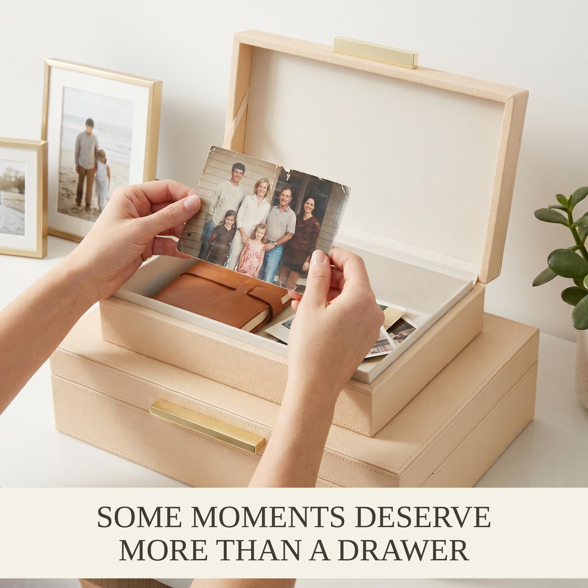 ZICOTO open box filled with keepsakes showing protective, stylish storage benefit