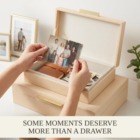 ZICOTO open box filled with keepsakes showing protective, stylish storage benefit