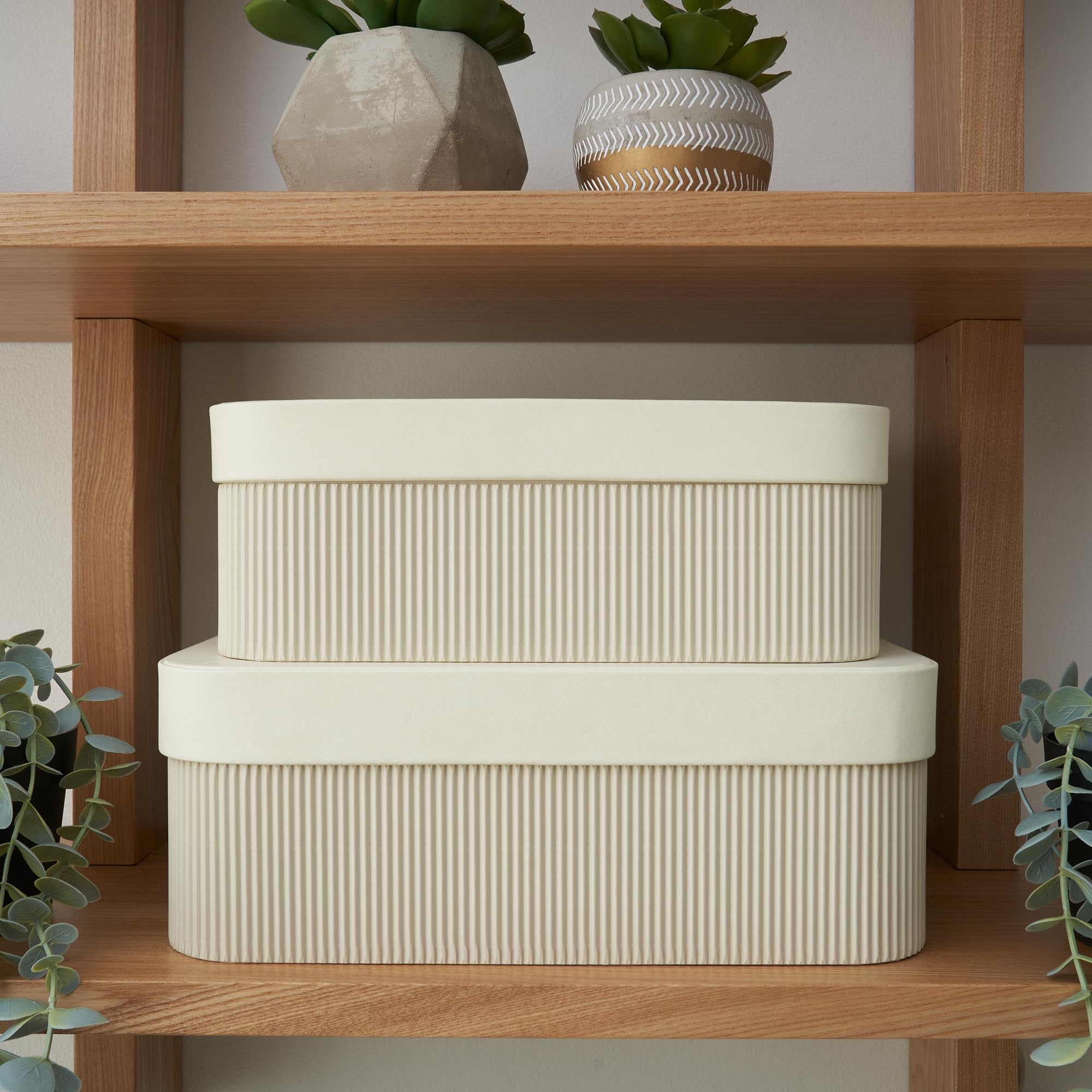ZICOTO boxes on an office desk keeping cables and stationery tidy and reachable