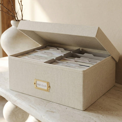 ZICOTO front view of linen box showing elegant storage benefit