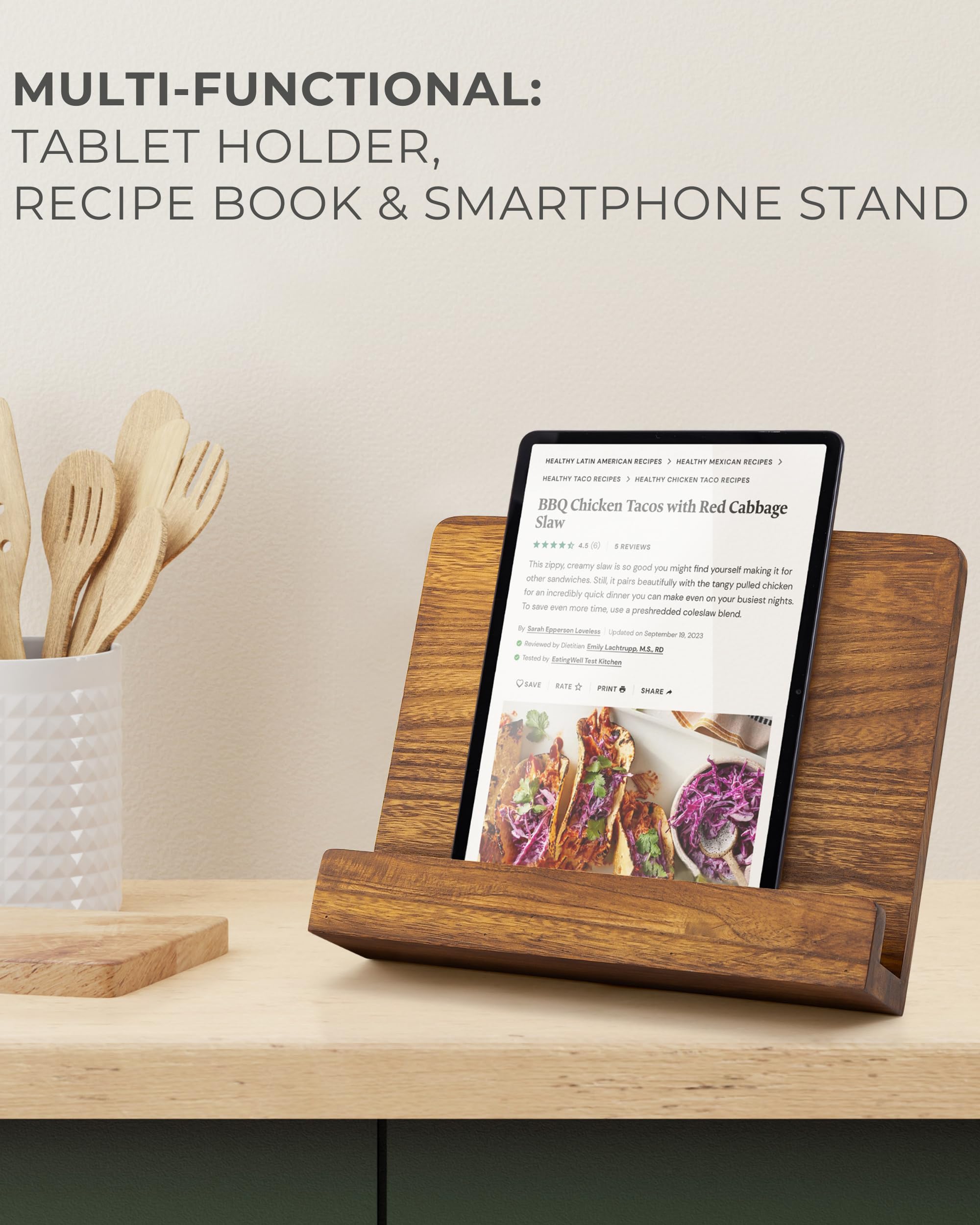 ZICOTO supporting a large cookbook open to show stable page hold