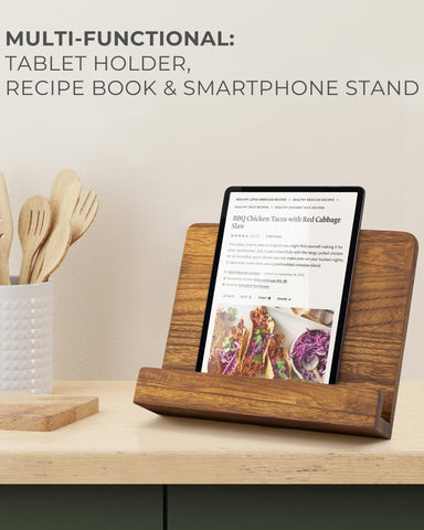 ZICOTO supporting a large cookbook open to show stable page hold