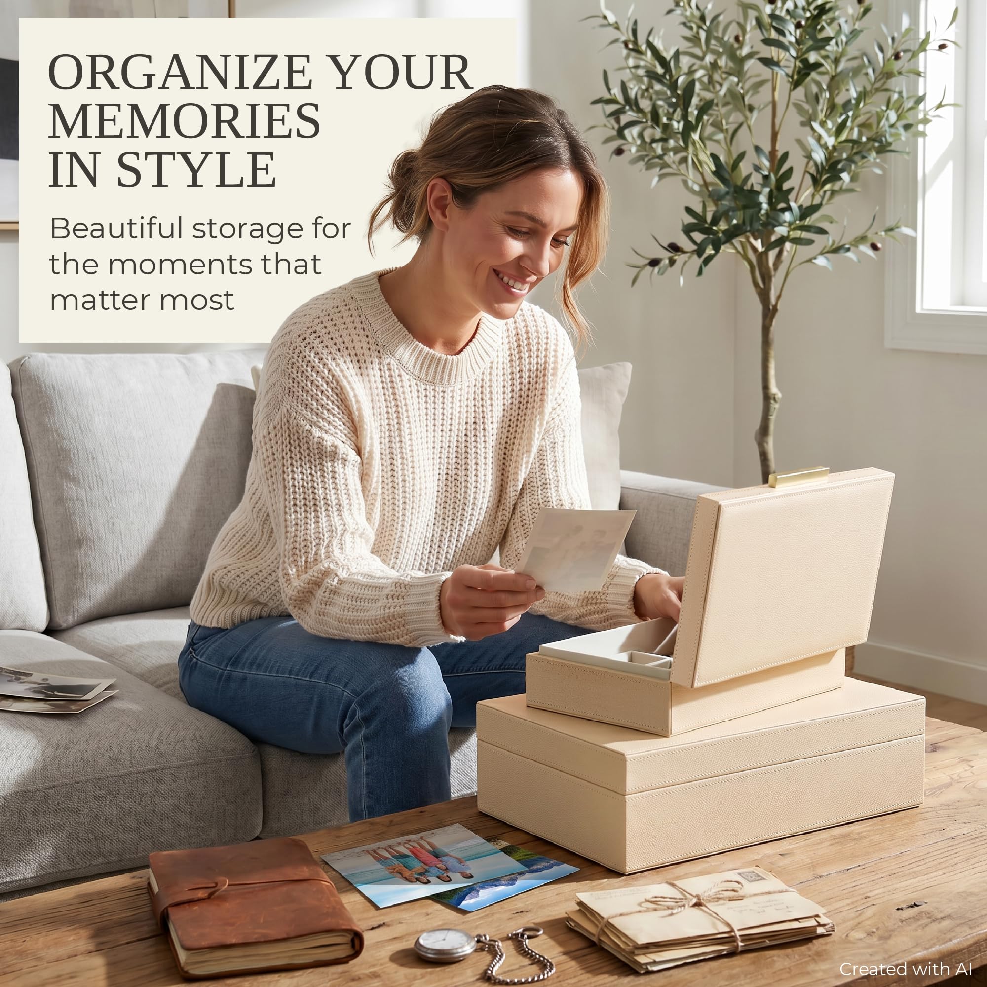 ZICOTO stacked small and large boxes saving shelf space and creating a tidy display