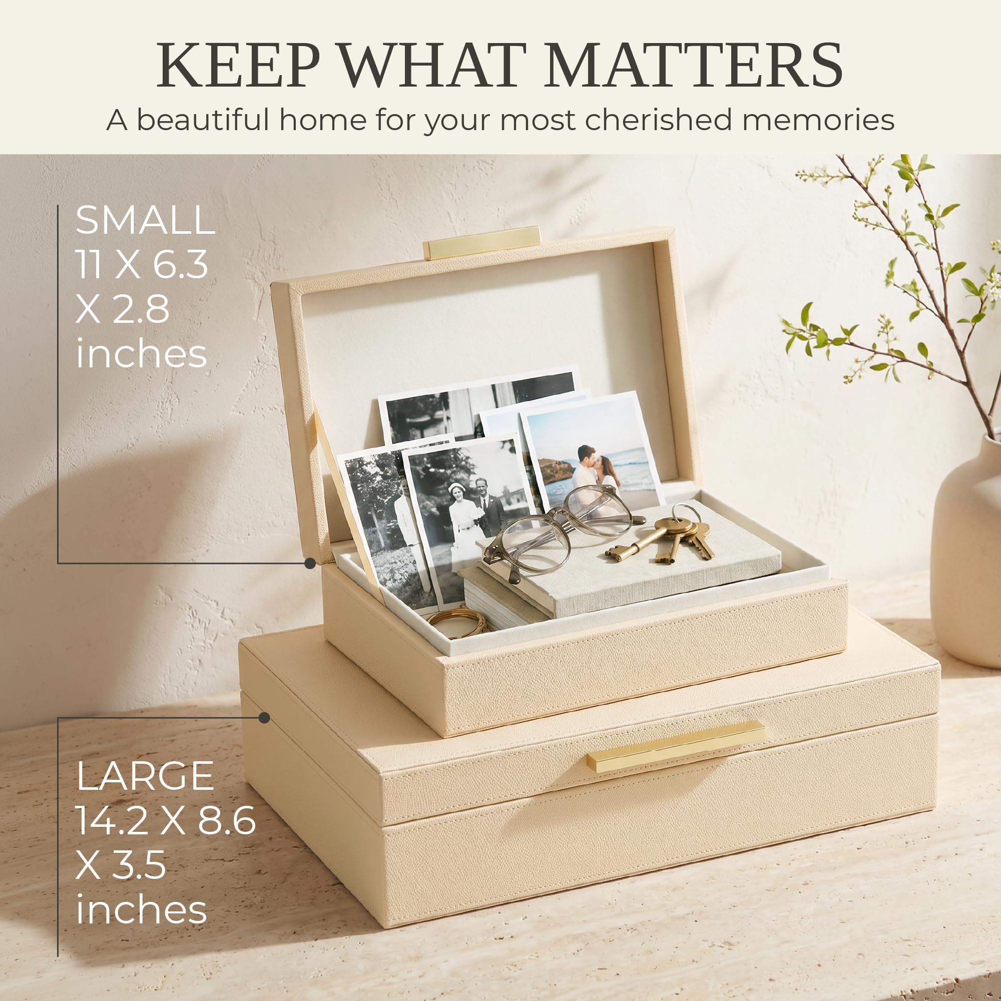 ZICOTO velvet interior lining protecting photos and fragile keepsakes