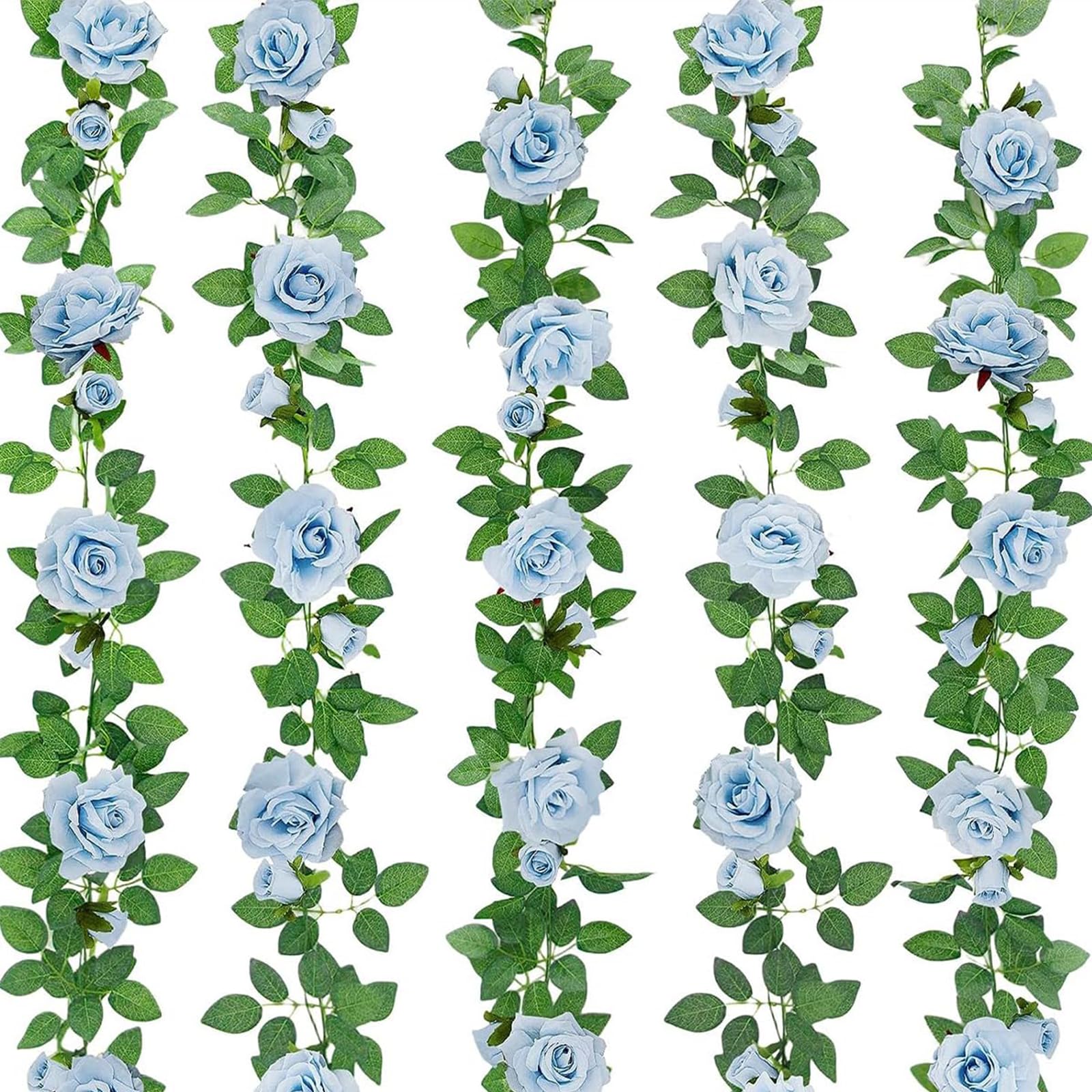 ZIFTY full set front view showing five blue rose vines for easy event styling