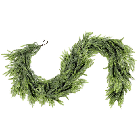 ZIJIN 6ft garland front view showing full lush coverage and instant holiday curb appeal
