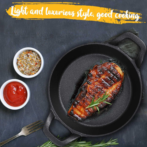 Ziliny skillet held in hand for scale showing compact size and easy handling