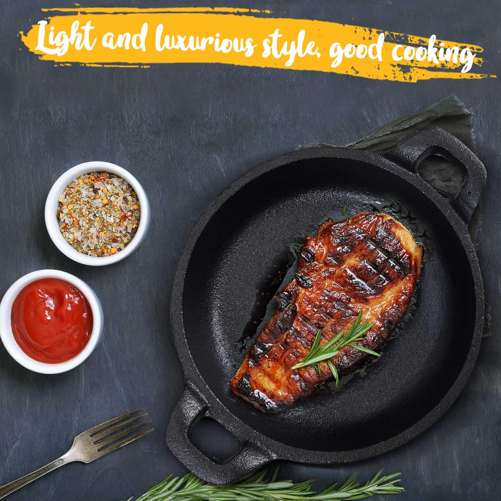 Ziliny skillet held in hand for scale showing compact size and portion control benefit