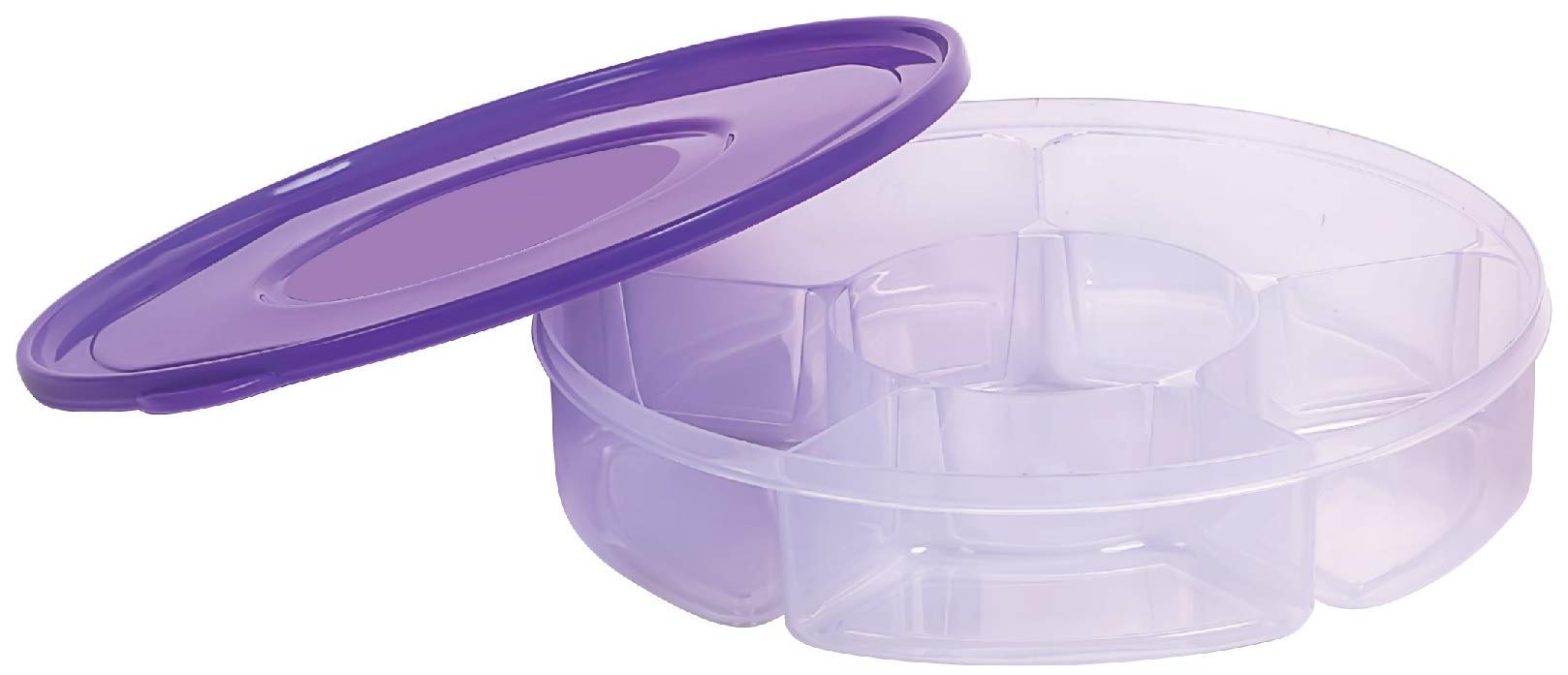 Zilpoo compartments top view showing six wells to separate candies and nuts effectively