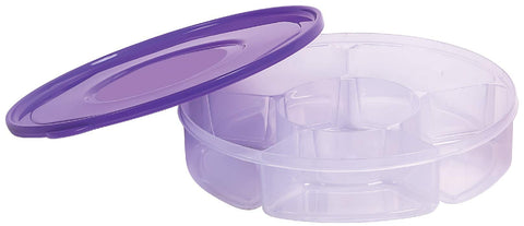 Zilpoo compartments top view showing six wells to separate candies and nuts effectively