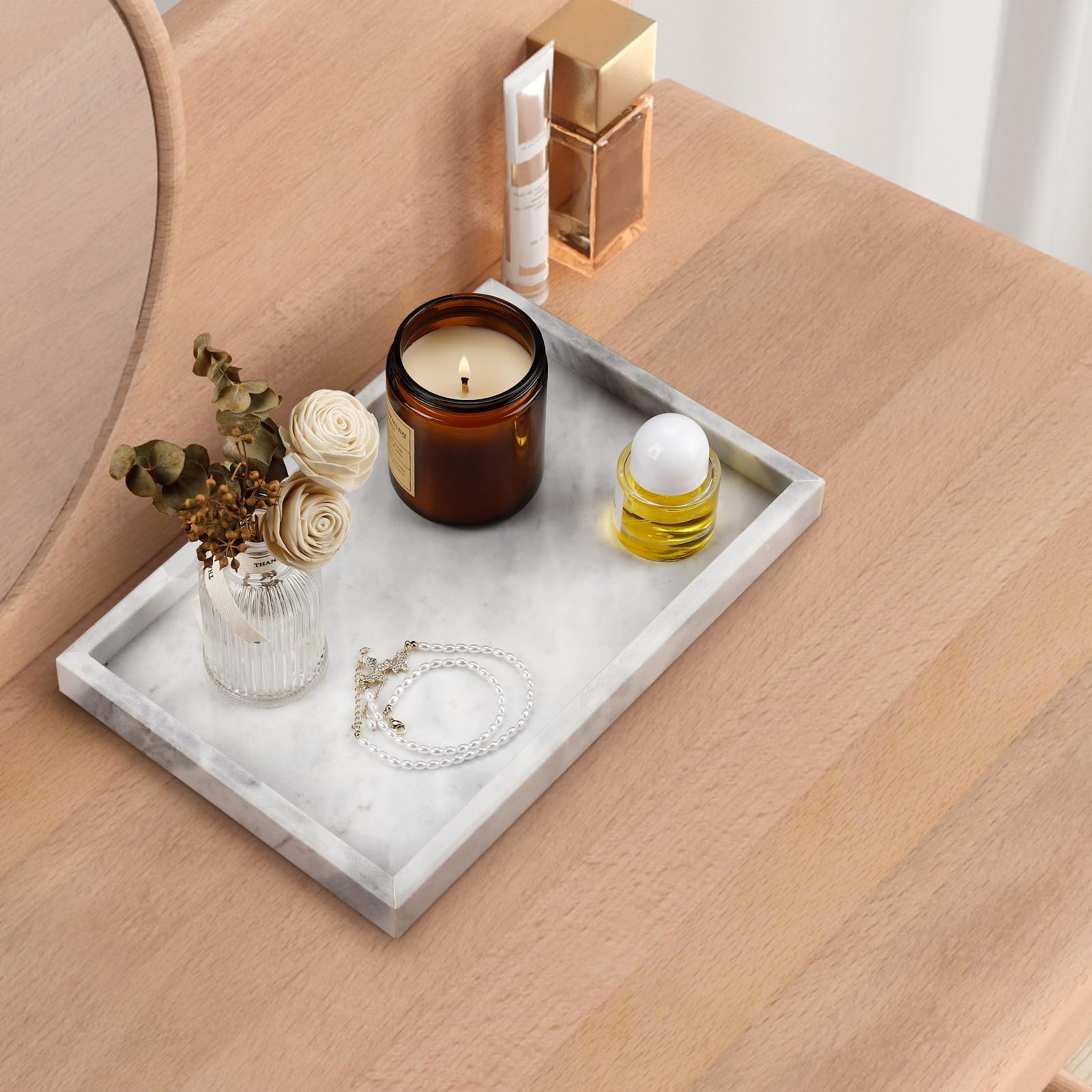 Zilukar tray used on kitchen counter with oils benefit: stylish functional display