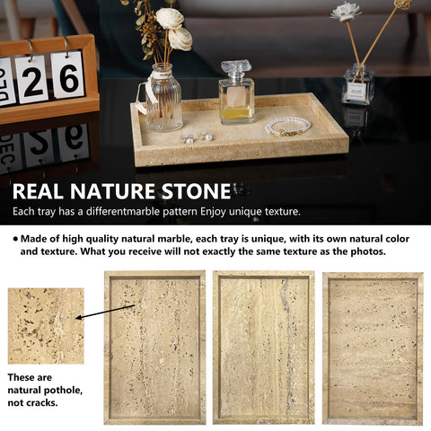 Zilukar travertine tray underside with anti-skid pads protecting counters