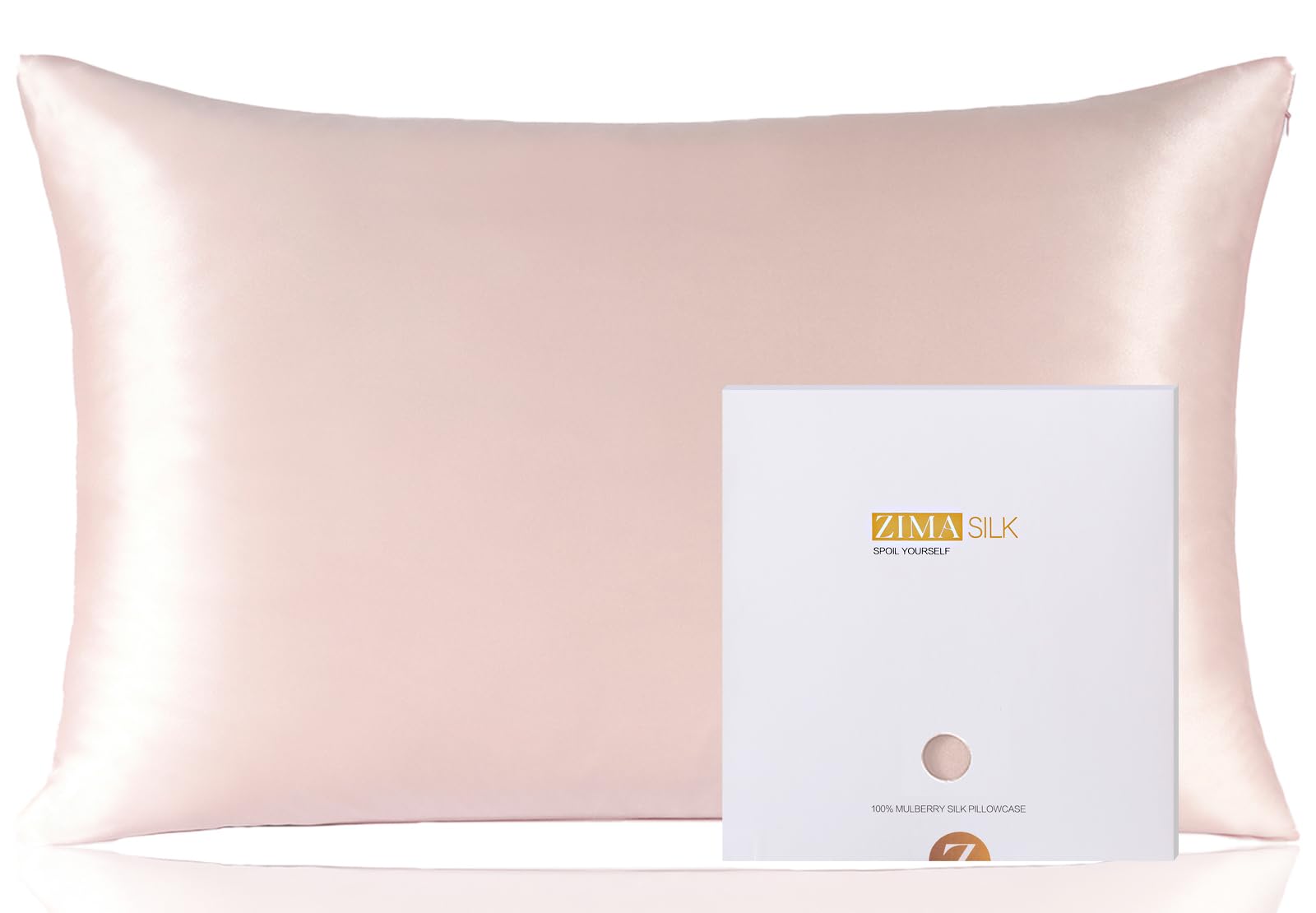 ZIMASILK front-folded silk pillowcase showing smooth finish and luxurious look